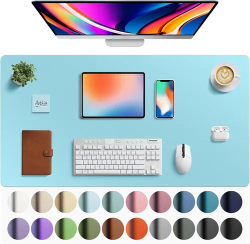 Miniatura 54 de Aothia - Protector de escritorio de cuero sintético, base para mouse, superficie antideslizante e impermeable para escribir y para laptop