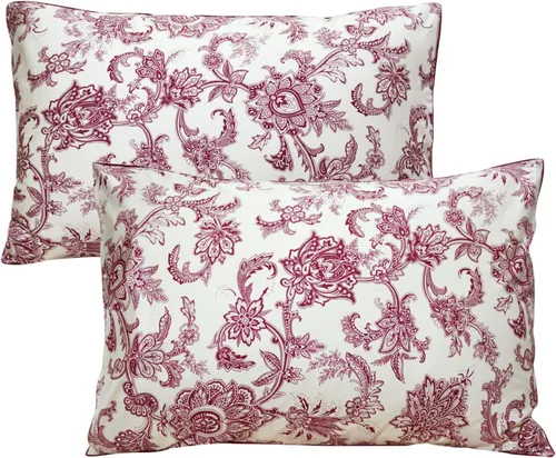 Miniatura 10 de FADFAY Fundas de almohada de 20 x 30 pulgadas, fundas de almohada de lujo con diseño floral de peonía, 100% algodón egipcio, 2 piezas
