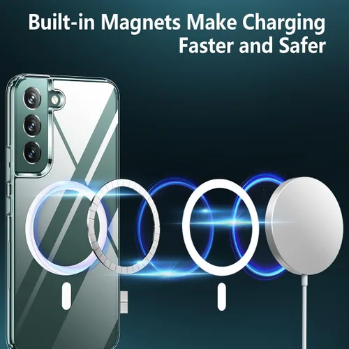 Miniatura 2 de TIANNIUKE Funda magnética para Samsung Galaxy S22, transparente y resistente al amarillo, compatible con MagSafe, ajuste delgado, a prueba