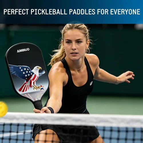Miniatura 7 de Palas de pickleball de fibra de vidrio, juego de paletas de pickleball ligeras de 0.63 pulgadas para hombres, mujeres, niños, interiores y exteriores