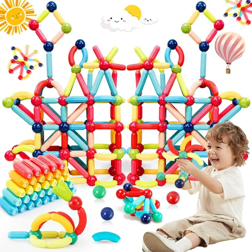 Bloques de construcción magnéticos Montessori, juguetes magnéticos para niños pequeños, juguetes sensoriales STEM de aprendizaje preescolar para