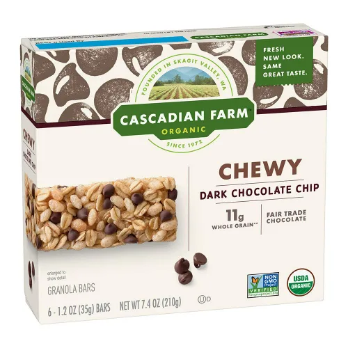 Miniatura 9 de Cascadian Farm Barras de Granola Masticables Orgánicas con Chispas de Chocolate, 6 Barras, 7.4 oz
