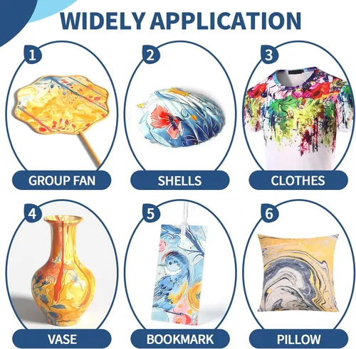 Miniatura 6 de Ci Vetch Kit de pintura de mármol de agua para niños, artes y manualidades, no tóxico, de 3 a 12 años, incluye 6 colores, 10 hojas, herramientas, 12