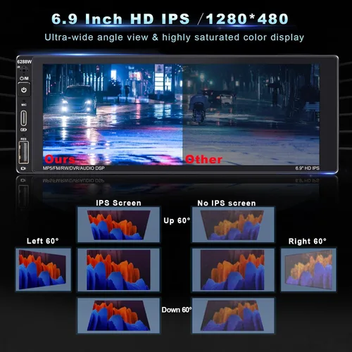 Miniatura 3 de Estéreo inalámbrico de un solo DIN para automóvil con Apple Carplay, pantalla táctil IPS Radio de coche con Bluetooth, cámara de respaldo, radio