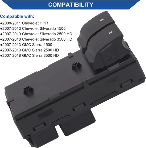 Miniatura 3 de Obaee Botón de interruptor de control de ventana eléctrica para puerta delantera izquierda del conductor Compatible con 2007-2019 Chevy Chevrolet