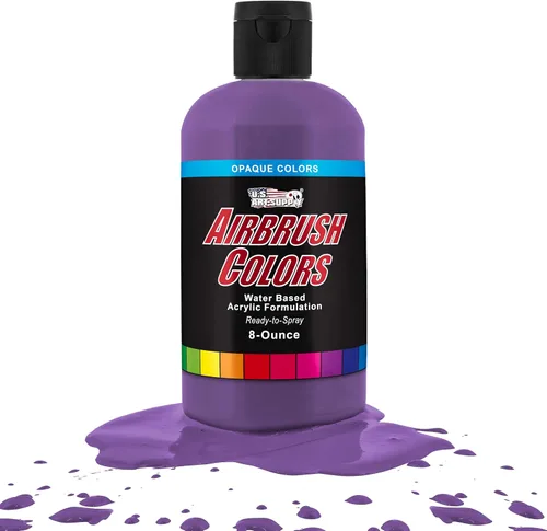 Miniatura 25 de U.S. Art Supply Opaque Lake Blue - Pintura acrílica para aerógrafo con efectos especiales, 8 onzas, lista para rociar, pintura con pincel de aire a