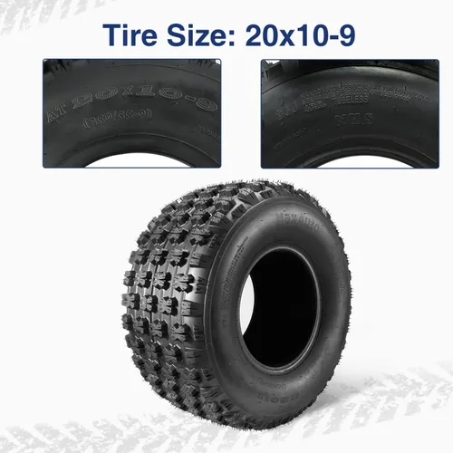 Miniatura 2 de MaxAuto ATV Sport Quad - Juego de 2 neumáticos traseros de 20 x 10-9 de 4 capas, repuesto de neumáticos sin cámara para 400ex TRX 450r, Raptor 660