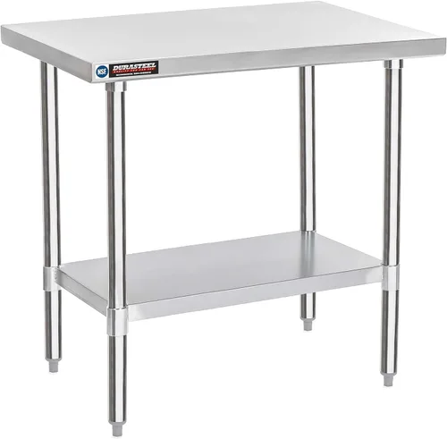 Miniatura 20 de DuraSteel Carrito de acero inoxidable NSF de 30 x 72 pulgadas, mesa de preparación de alimentos resistente con estante inferior, isla de cocina
