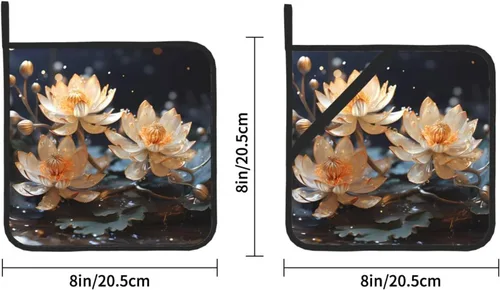 Miniatura 4 de Soportes para ollas de loto blanco bohemio para cocina, resistentes al calor, antideslizantes, almohadillas calientes para cocinar y hornear