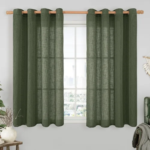 Miniatura 160 de LAMIT Cortinas de lino sintético para dormitorio, paneles filtrantes de luz, cortinas de lino con protección de privacidad con ojales para ventanas