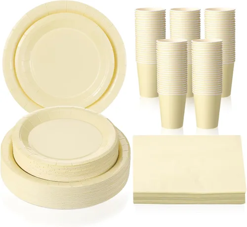 Miniatura 12 de Tioncy 200 platos de papel desechables azules y servilletas, suministros para fiesta de graduación para 50 invitados, juego de vajilla de papel