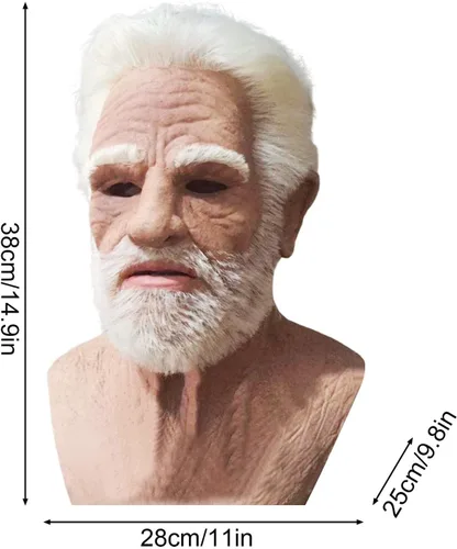 Miniatura 8 de ALXOY GHDLM - Máscara realista de anciano, máscara de látex de hombre calvo, máscara realista para fiesta de Halloween, fiesta de cosplay (Q)