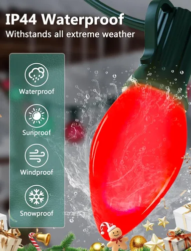 Miniatura 3 de C7 Bombillas LED de repuesto de luces de Navidad, paquete de 25 bombillas rojas de luz nocturna para luces de cadena de luces al aire libre