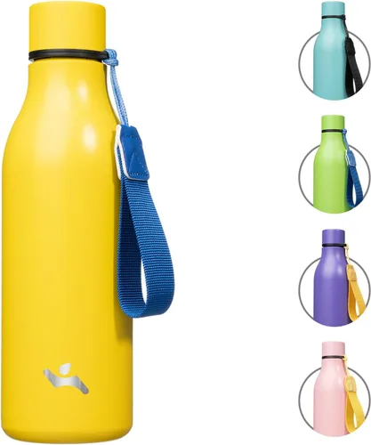 Miniatura 37 de Konokyo Botella de agua aislada con correa, botella de agua de acero inoxidable de 18 onzas de doble pared con aislamiento al vacío, frasco de Verde