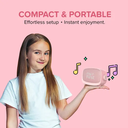 Miniatura 6 de myFirst Voice 2 - Mini máquina de karaoke para niños con micrófono inalámbrico y cambiador de voz Ai para niños, altavoz Bluetooth portátil, Rosado