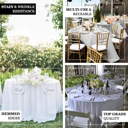 Miniatura 4 de Efavormart - 5 manteles redondos de poliéster de 108 pulgadas para bodas, fiestas, banquetes, restaurantes, 5 unidades, color blanco