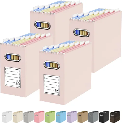 Miniatura 55 de Oterri Caja organizadora de archivos de cartón para colgar carpetas de archivos, tamaño carta, caja de archivos para escritorio de computadora