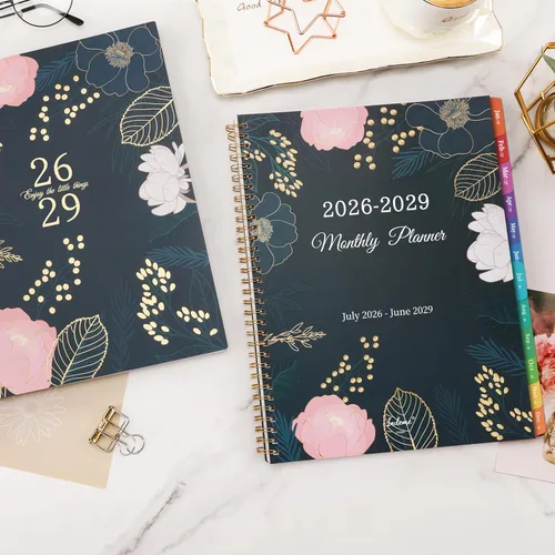 Miniatura 8 de Agenda mensual 2026-2029, agenda mensual de 3 años 2026-2029, julio 2026 a junio 2029, 9 x 11 pulgadas, 36 pestañas de meses coloridos, bolsillo