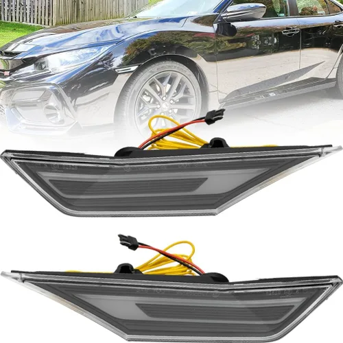 Miniatura 12 de Luces LED de posición laterales de 10ª generación para Honda Civic Sedan Coupe Hatchback Switchback de 2016-2021 Ámbar/Blanco Señal de giro
