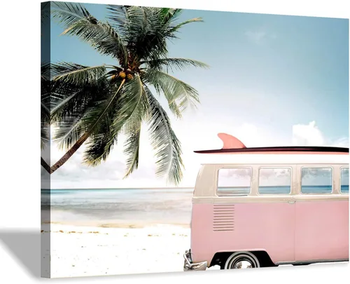 Miniatura 14 de Hardy Gallery Lienzo impreso con diseño de camino de playa: lienzo con imagen del océano costero, arte de pared tamaño pequeño para baño