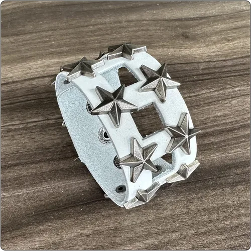 Miniatura 6 de Pulsera de cuero ancho de estrella de aleación punk rock