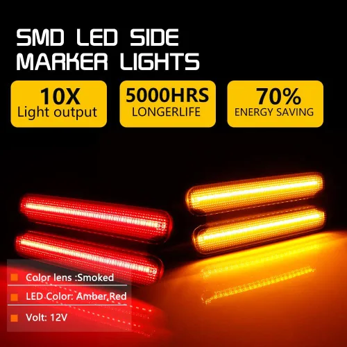 Miniatura 3 de Compatible con 1968 1969 1970 1971 1972 Chevy GMC Pickup Trucks Luces de Marcador Lateral del Parachoques Delantero/Trasero Completas Lámparas LED