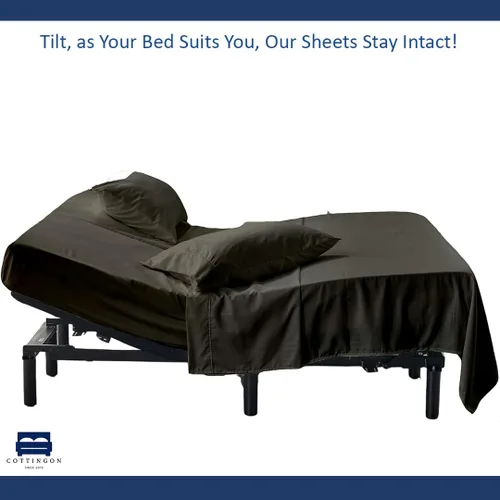 Miniatura 6 de Juego de 4 sábanas de cama King con cabeza flexible Cottingon, sábanas superiores divididas de 34 pulgadas para camas ajustables Sleep Number, 100%