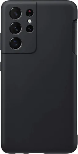 Miniatura 3 de Funda para Galaxy S21 Ultra con soporte para bolígrafo S, silicona líquida con ranura para lápiz capacitivo (bolígrafo no incluido), protección Negro