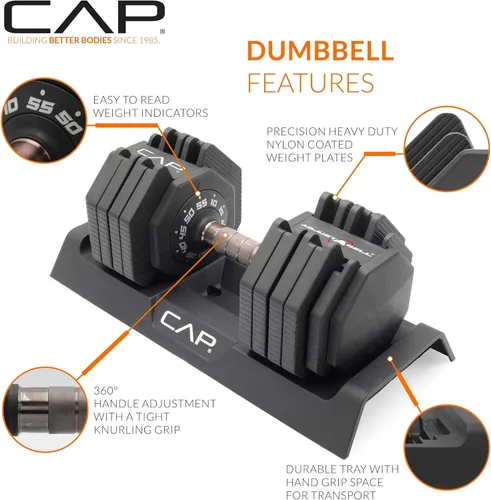 Miniatura 29 de CAP ADJUSTABELL - Juego de mancuernas ajustables de selección rápida de primera calidad para entrenamiento de fuerza, individuales y pares, 12.5