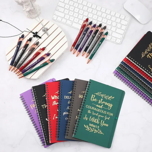 Miniatura 7 de Engrowtic Juego de 48 piezas de regalo cristiano, cuadernos en espiral con versículo bíblico A5 y bolígrafos para apreciación de maestros, primera