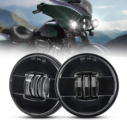 Luces de cruce para motocicleta LED, luz antiniebla de 11.4 cm, proyector de luz auxiliar, lámpara de conducción para Road King Electra Glide Negro