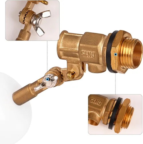 Miniatura 5 de Válvula de flotador de 1/2 pulgada de latón con brazo ajustable Válvula de control de nivel de agua de 60 PSI llenado y apagado automático
