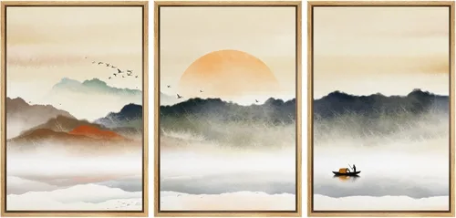 Miniatura 82 de NWT Lienzo enmarcado para pared, juego de arte en acuarela pastel, bosque de montaña oscura, naturaleza silvestre, ilustraciones de arte moderno