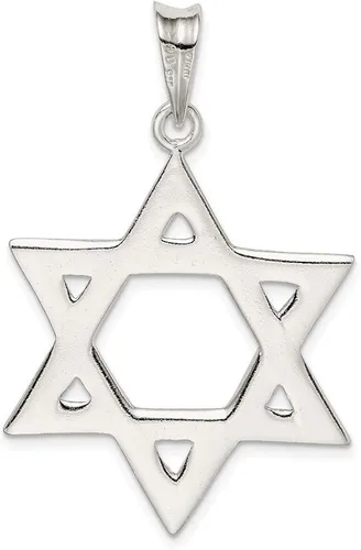 Miniatura 4 de Colgante de plata de ley pulido estrella de David 1811in 1142in estilo QC7432