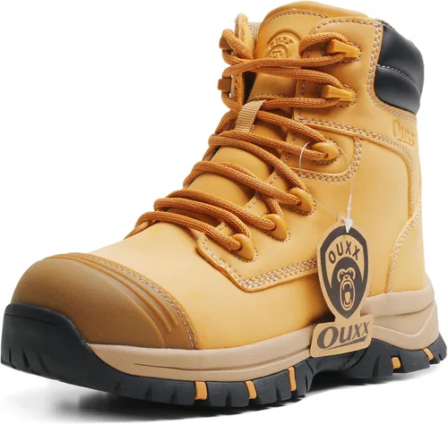 Botas de trabajo para hombre, zapatos con punta de acero y cremallera lateral, resistentes al agua, antideslizantes, a prueba de pinchazos (OX2720)