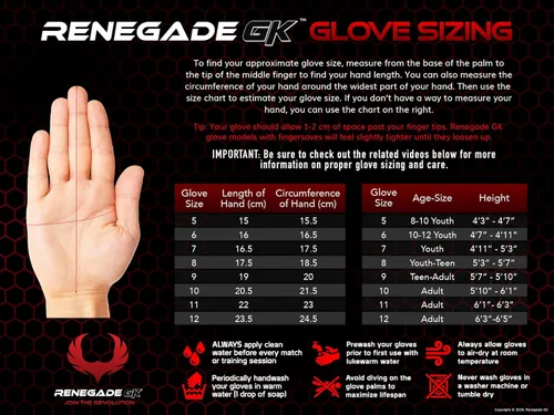 Miniatura 8 de Guantes de portero Renegade GK Triton con protección antimicrobiana (tallas 5-11, 3 estilos, nivel 2) Protectores de dedos Pro-Tek y Super Agarre