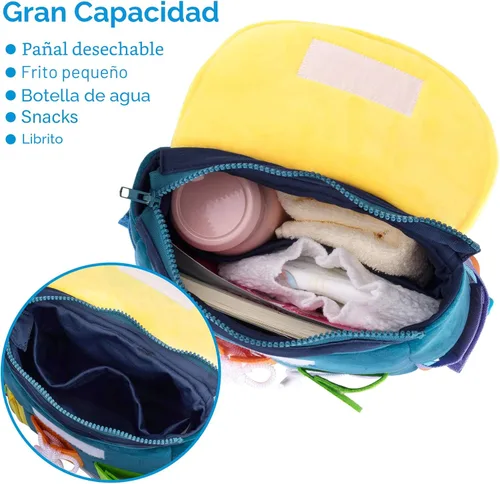 Miniatura 4 de Busy Board - Mochila para niños pequeños con hebillas y juguetes de actividades de aprendizaje, desarrolla habilidades motoras finas y habilidades