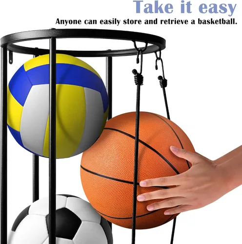 Miniatura 3 de RunNico Bastidores verticales columnares de bolas - Soporte de baloncesto rodante de 40 x 13.2 pulgadas, soporte de pared para almacenamiento