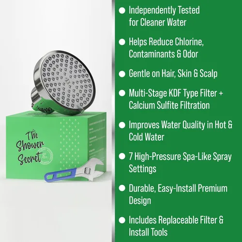 Miniatura 7 de Cabezal de ducha filtrado reductor de cloro probado en laboratorio para mejorar el cabello y la piel. Ideal para piel seca con picazón, caspa