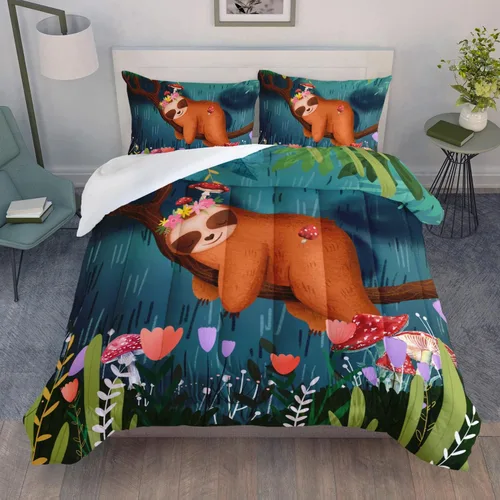 Miniatura 12 de AILONEN Bonito juego de edredón tamaño individual, lindo juego de ropa de cama de ciervo rosa para niños y niñas, juego de edredón Kawaii de ciervos