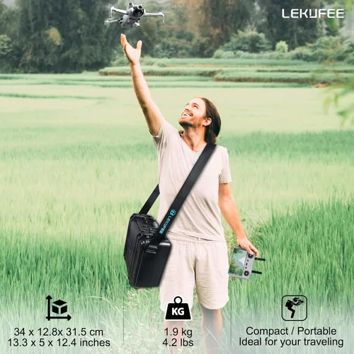 Miniatura 5 de Lekufee Funda rígida impermeable para DJI Mini 4 Pro/4/3 Pro/Mini 3, Fly More Combo, DJI RC 2/RC, RC N3/2/1 mando a distancia y accesorios