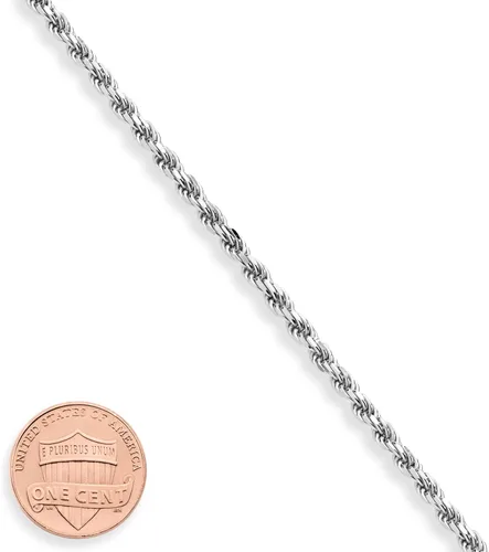 Miniatura 3 de Miabella Pulsera tobillera de plata de ley 925 italiana de 0079in 0118in con corte de diamante y cadena trenzada para mujeres y adolescentes