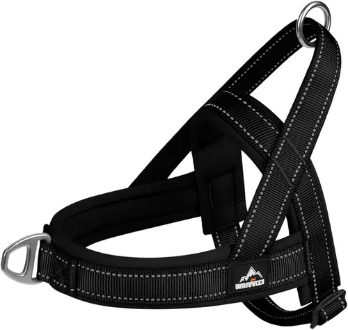 Miniatura 8 de Arnés para perro resistente sin escape, diseño de chaleco triangular acolchado marrón, arnés de entrenamiento ajustable con hebillas fáciles