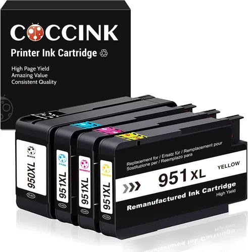 COCCINK Paquete combinado de cartuchos de tinta 950XL 951XL compatibles con impresoras HP 950 951 OfficeJet 8600, OfficeJet Pro 251dw, 276dw, 8100,