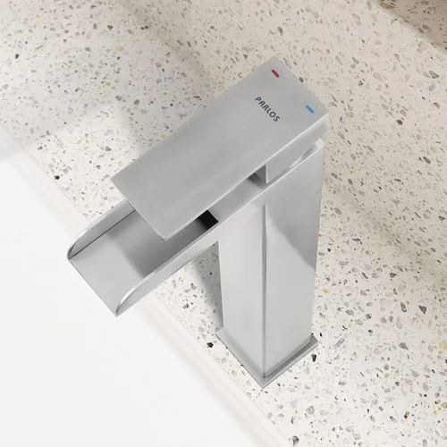Miniatura 8 de PARLOS 1441102D - Grifo mezclador de lavabo de baño de una sola manija, con línea de suministro de agua, níquel cepillado, 1441102D