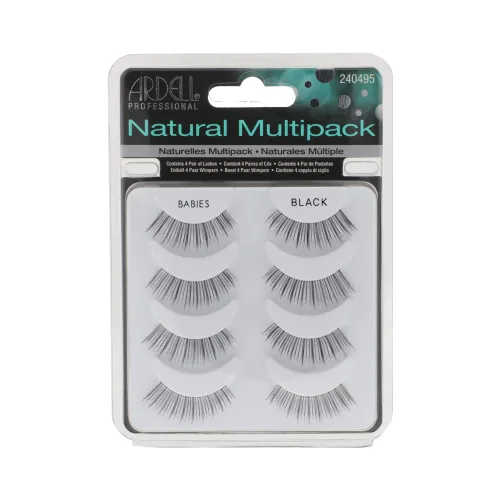 Ardell Pestañas postizas naturales para bebés, color negro, ligeras, cortas, reutilizables, 4 pares, 1 paquete