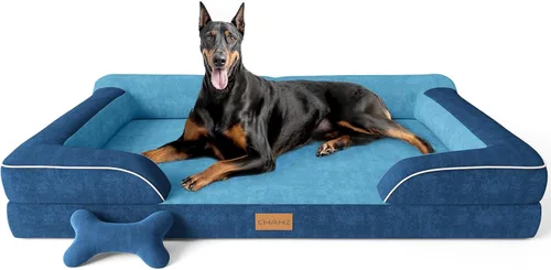 Miniatura 35 de CWAWZ Cama ortopédica para perros extra grandes, cama ortopédica para perros con espuma viscoelástica de gel refrescante, cama impermeable para Negro