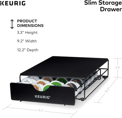Miniatura 6 de Keurig K- Slim - Cafetera de cápsulas K-Cup de una sola porción, tecnología multistream, cajón de almacenamiento negro y delgado no rodante