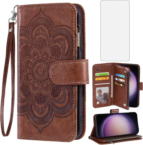 Miniatura 9 de Asuwish Funda de teléfono para Samsung Galaxy S23 5G con protector de pantalla de vidrio templado y tarjetero de cuero con diseño de flores, soporte
