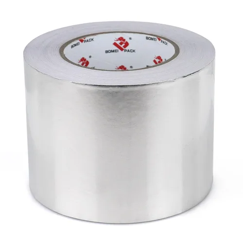 Miniatura 8 de BOMEI PACK Cinta de lámina de aluminio, cinta de conducto de metal resistente, cinta plateada de alta temperatura, perfecta para sellar y reparar